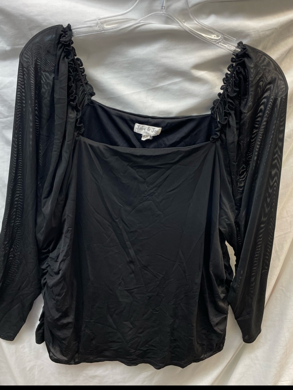 Jolie & Joy lined Black Square-Neck Blouson Sleeve Top sz 2x